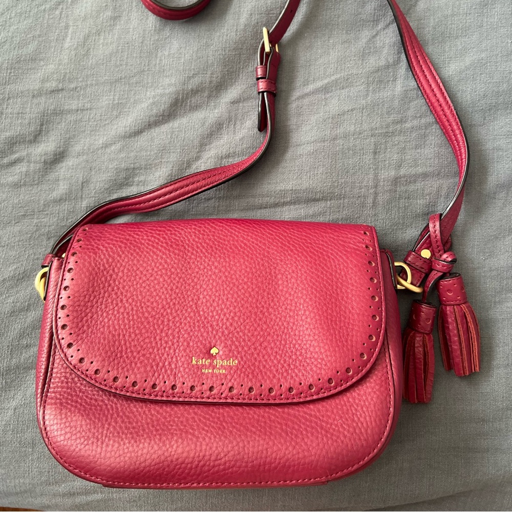 Kate Spade soft pebble leather crossbody maroon